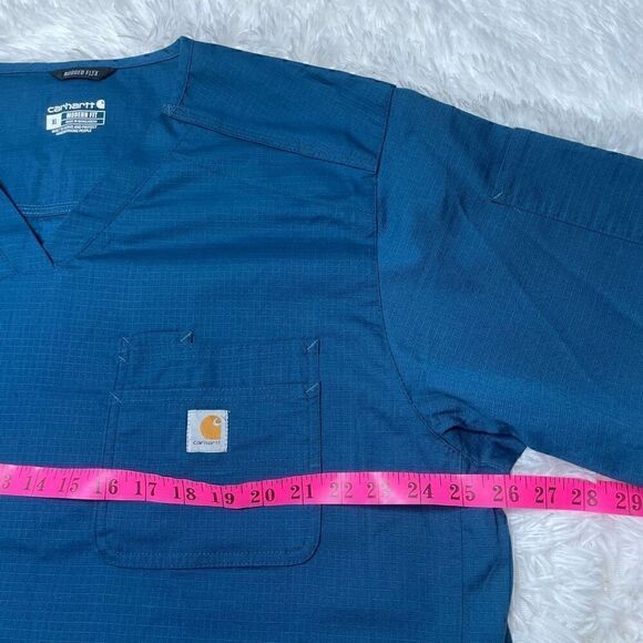 Carhartt Scrub Top Size XL Blue Modern Fit Rugged Flex Pockets Vneck NEW - Picture 5 of 8